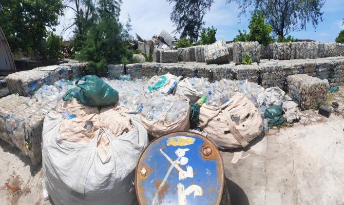 PET bottle stockpile
