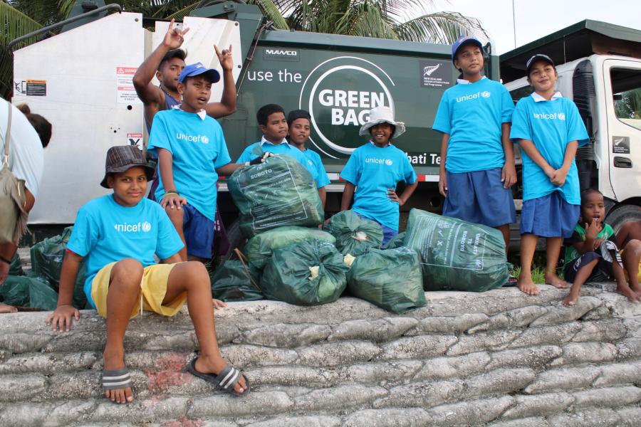 Students from Bikenibeu West after the clean-up activity. 